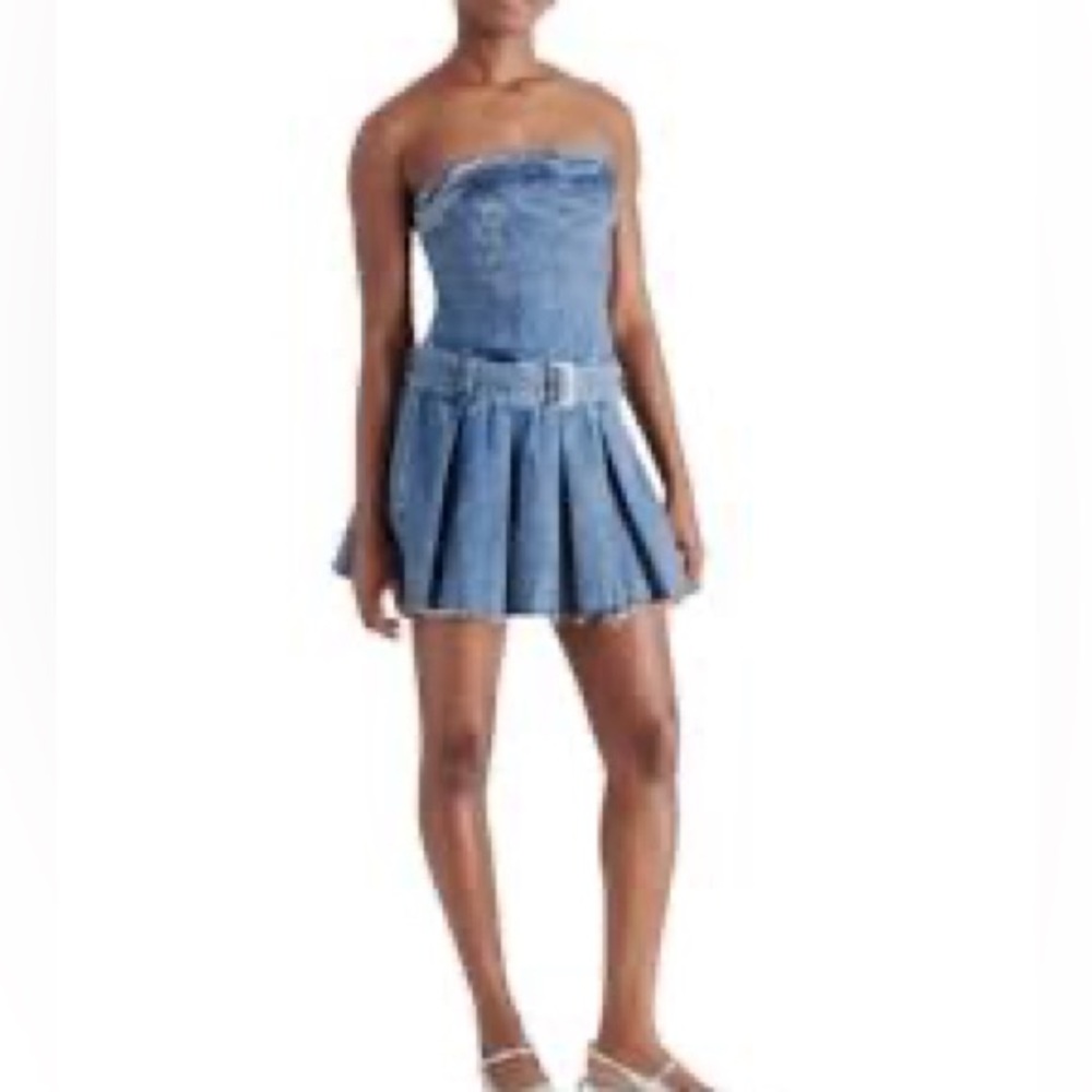 Steve Madden Blue Denim Strapless Mini Dress